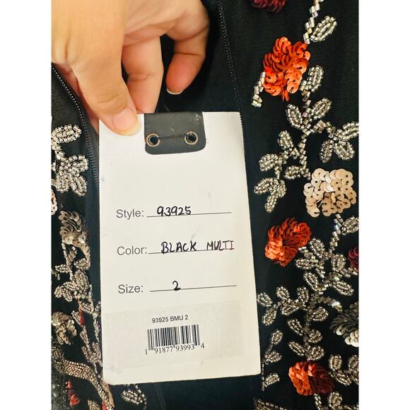 MAC DUGGAL 93925 Black Mutlicolored Beaded Sequin Long Sleeves Formal Dress sz 2 - Picture 14 of 16